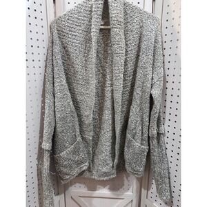 BCBGeneration Heathered Knit Open Front Cardigan Sweater‎ M L Grey Pockets Soft
